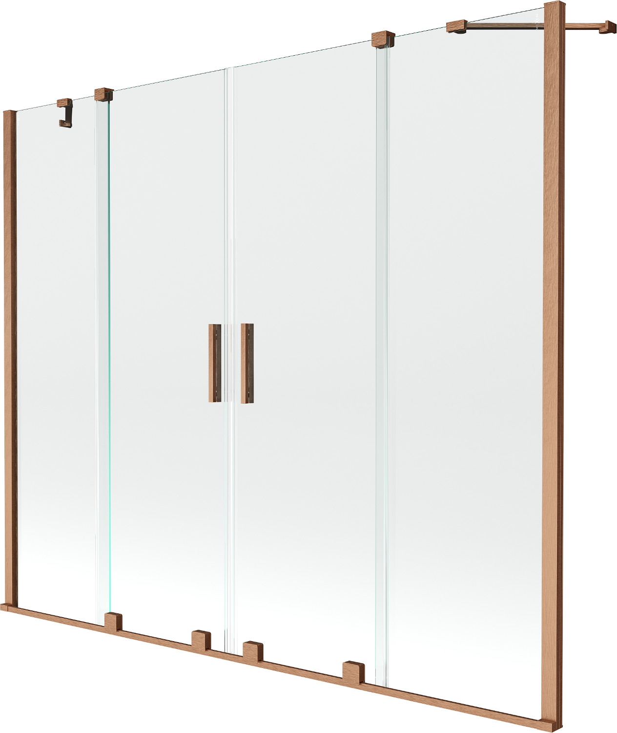 Mexen Velar Duo paravan cadă 2-aripi culisant 200 x 150 cm, transparent, Cupru cu aspect periat - 896-200-000-02-65