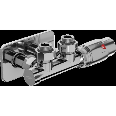 Mexen G00 set termostatic unghiular cu mască S, Duplex, DN50, crom - W907-900-910-01