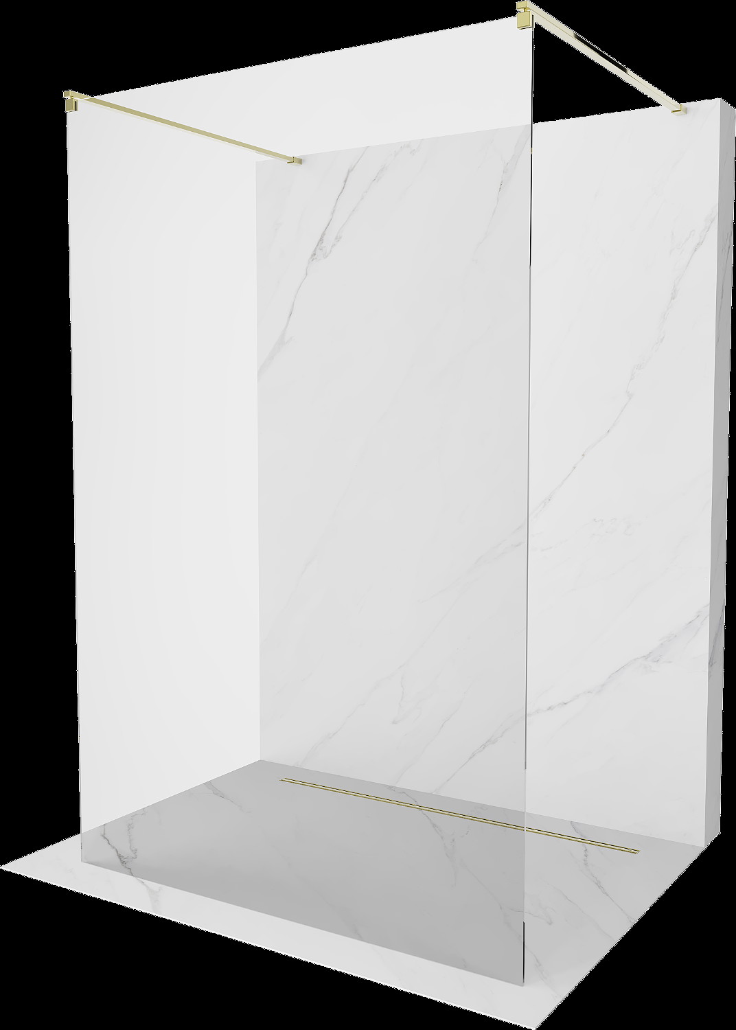 Mexen Kioto perete de dus freestanding 145 x 200 cm, transparent 8 mm, aurie - 800-145-002-50-00