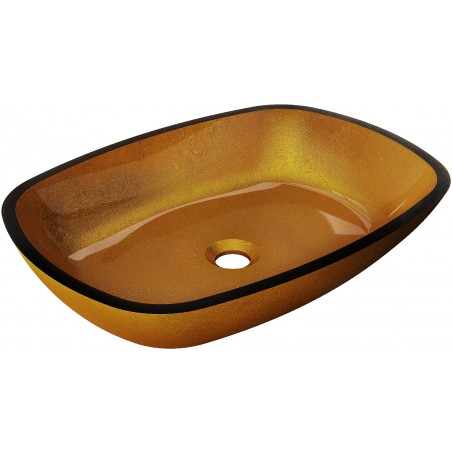 Mexen Araks sticlă chiuvetă pe blat 54 x 39 cm, aurie - 24155450