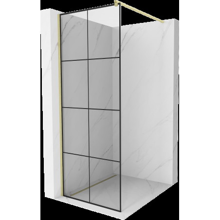 Mexen Kioto perete duș Walk-in 70 x 200 cm, model negru 8 mm, aur periat - 800-070-101-55-77