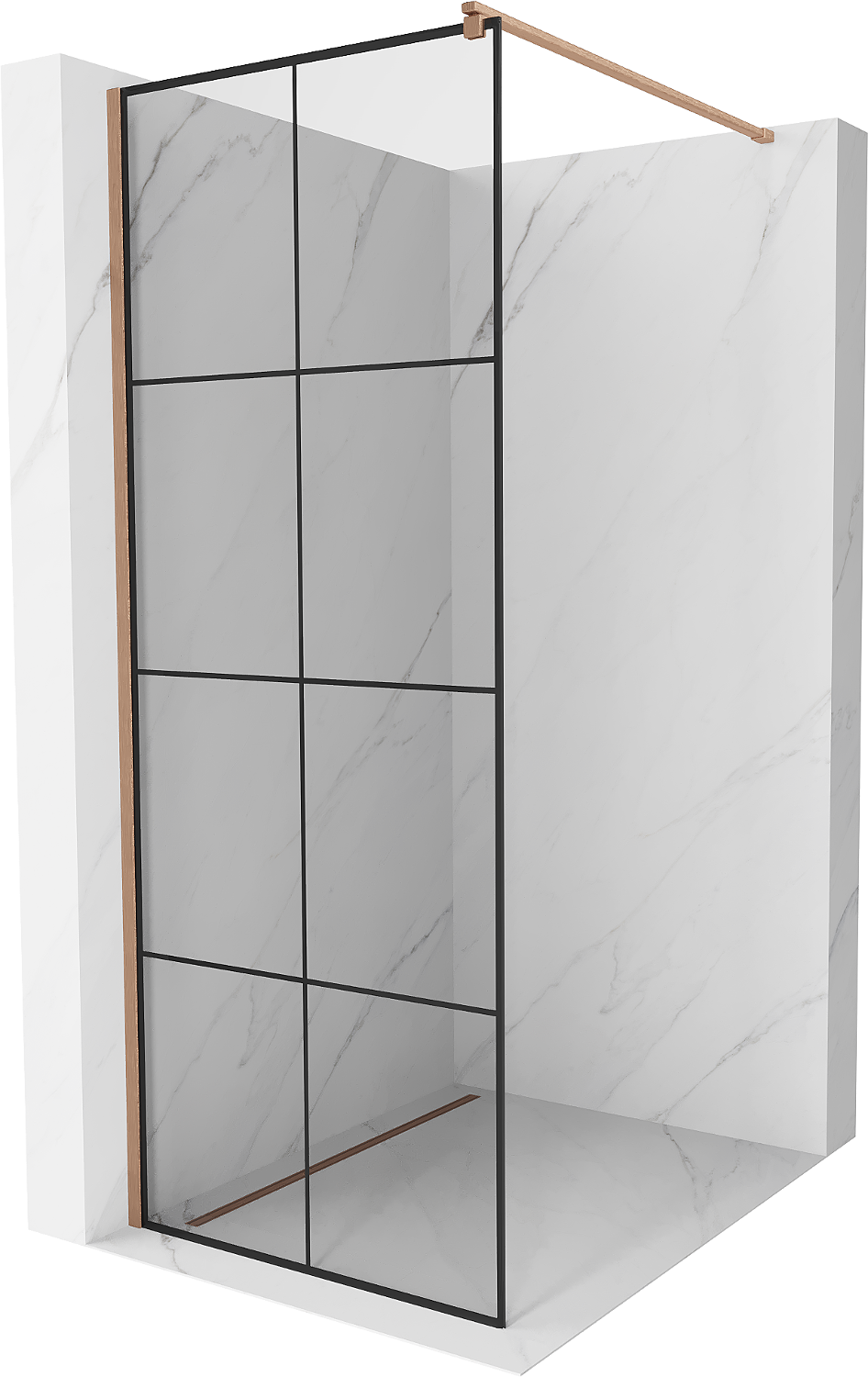 Mexen Kioto paravan de duș Walk-in 70 x 200 cm, model negru 8 mm, cupru periat - 800-070-101-65-77