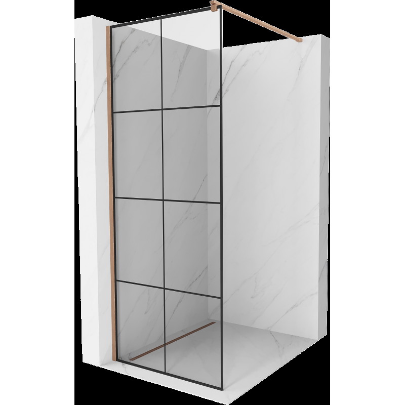 Mexen Kioto perete Walk-in 80 x 200 cm, model negru 8 mm, cu finisaj din cupru periat - 800-080-101-65-77