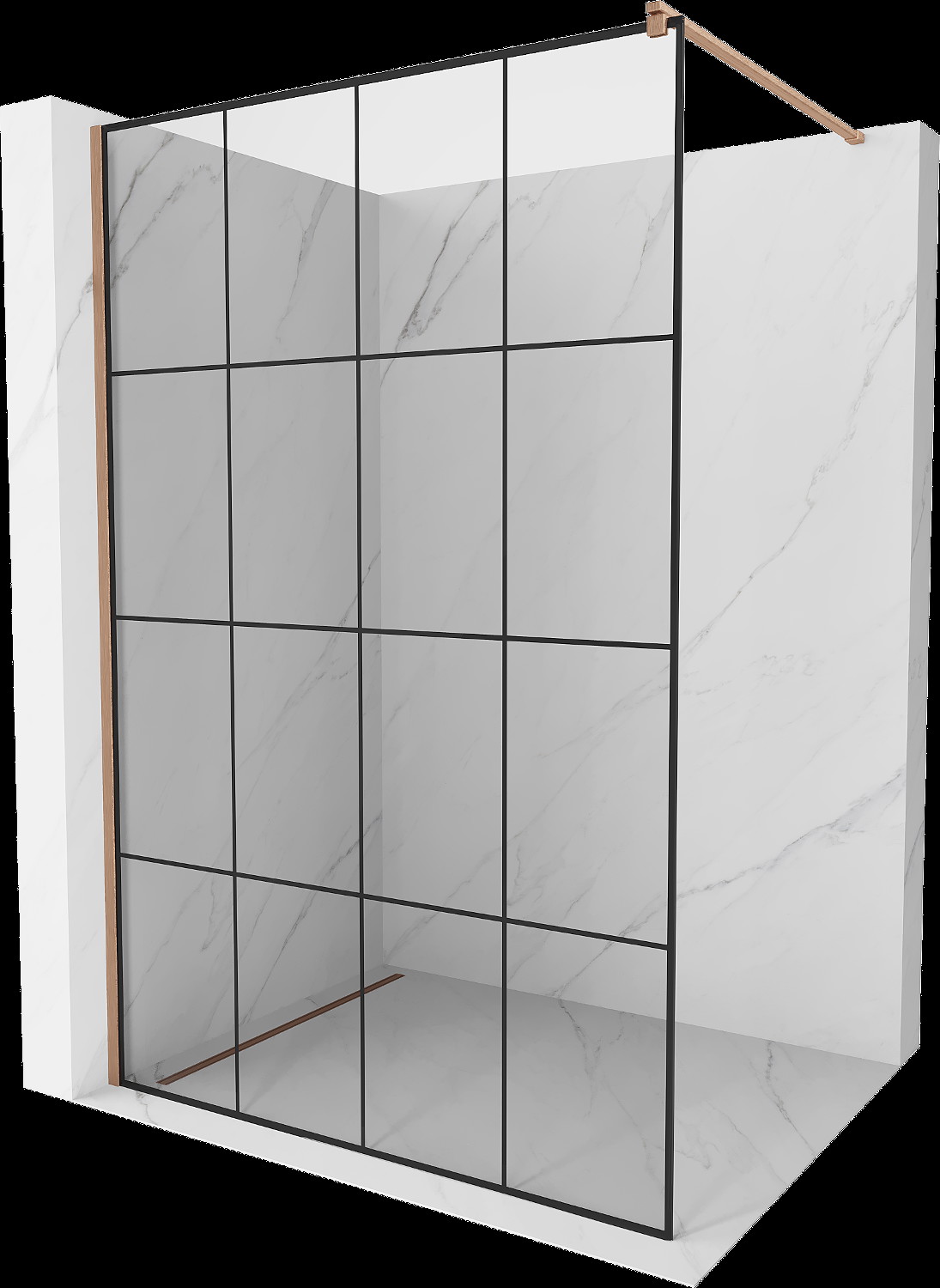 Mexen Kioto perete de duș Walk-in 130 x 200 cm, model negru 8 mm, bronz periat - 800-130-101-65-77