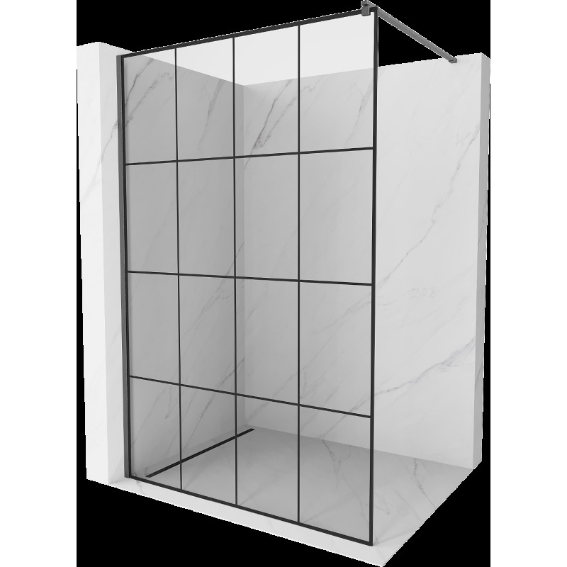 Mexen Kioto perete prăjeasă Walk-in 140 x 200 cm, model negru 8 mm, gri metalizat periat - 800-140-101-66-77