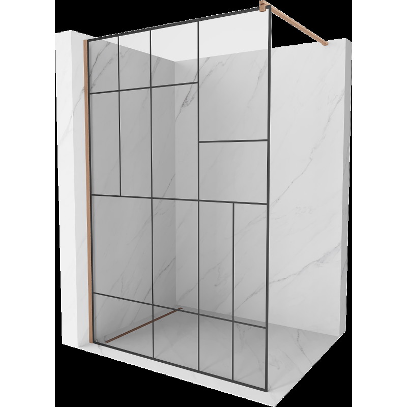 Mexen Kioto duș Walk-in 70 x 200 cm, model negru 8 mm, cupru periat - 800-070-101-65-78