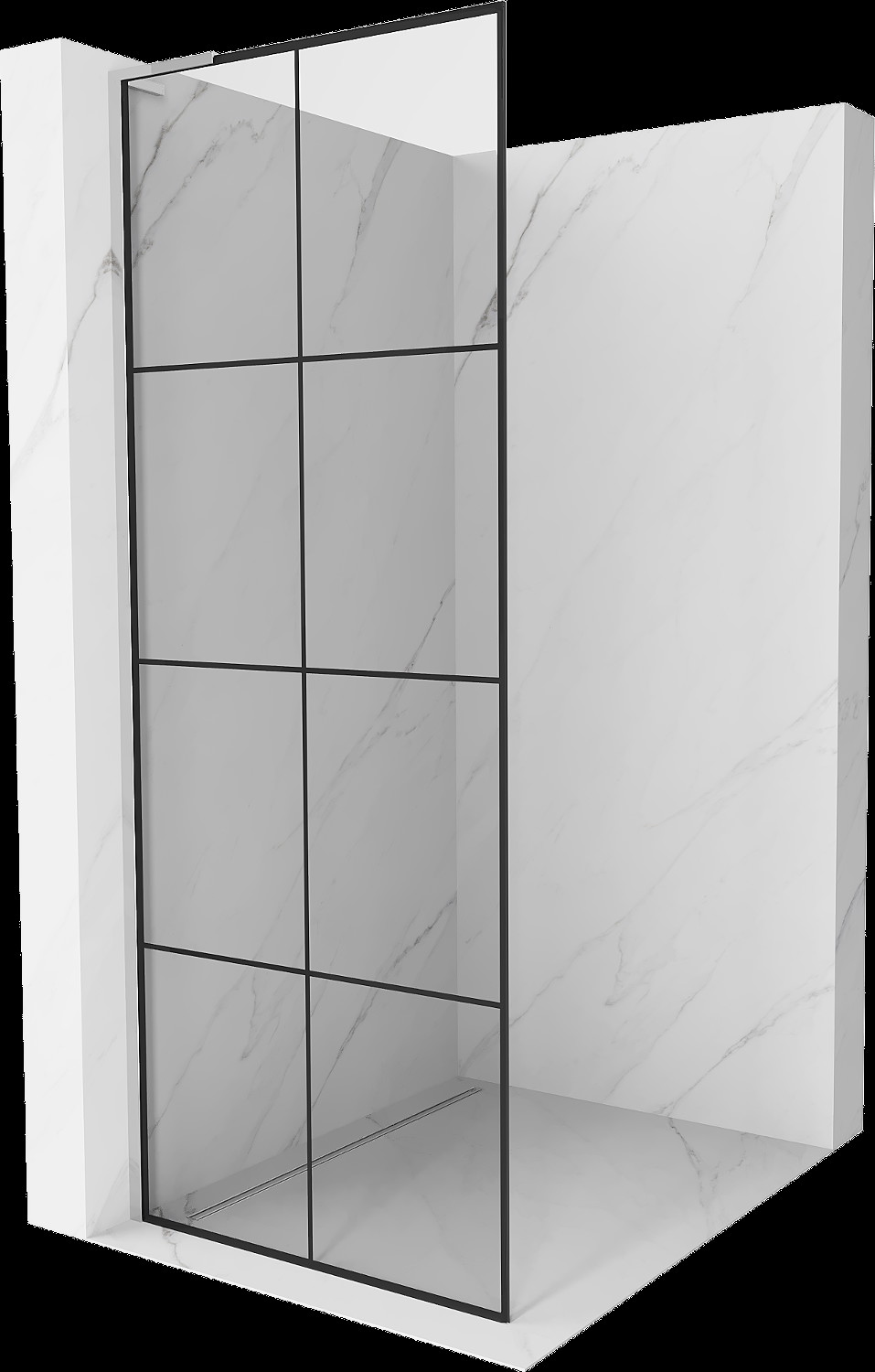 Mexen Kioto L perete de duș Walk-in 90 x 200 cm, model negru, crom - 800-090-103-01-77