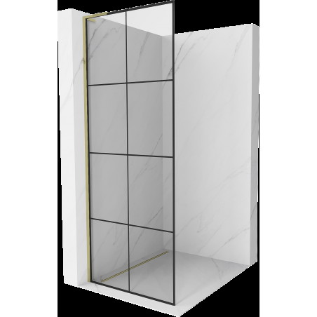 Mexen Kioto L perete duș Walk-in 80 x 200 cm, model negru, aurie - 800-080-103-50-77