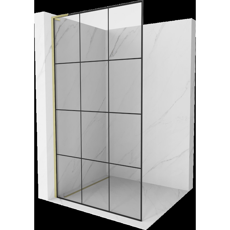 Mexen Kioto L perete duș Walk-in 100 x 200 cm, model negru, finisaj auriu periat - 800-100-103-55-77