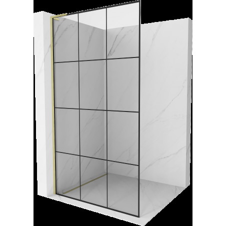 Mexen Kioto L perete duș Walk-in 100 x 200 cm, model negru, finisaj auriu periat - 800-100-103-55-77