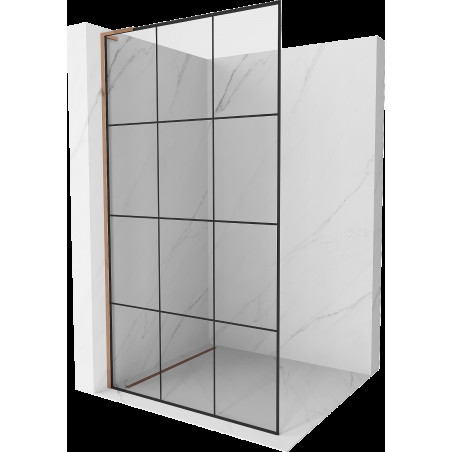 Mexen Kioto L perete duș Walk-in 120 x 200 cm, model negru, aur roz - 800-120-103-60-77