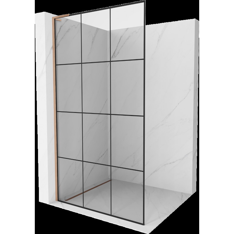 Mexen Kioto L perete duș Walk-in 120 x 200 cm, model negru, cupru periat - 800-120-103-65-77