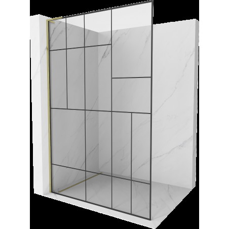 Mexen Kioto L perete de duș Walk-in 120 x 200 cm, model negru, auriu - 800-120-103-50-78