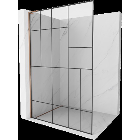 Mexen Kioto L perete duș Walk-in 70 x 200 cm, model negru, aur roz - 800-070-103-60-78