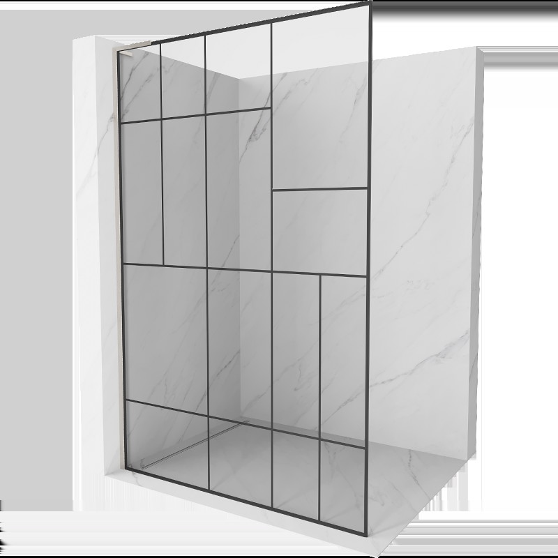 Mexen Kioto L perete duș Walk-in 70 x 200 cm, model negru, nichel periat - 800-070-103-97-78