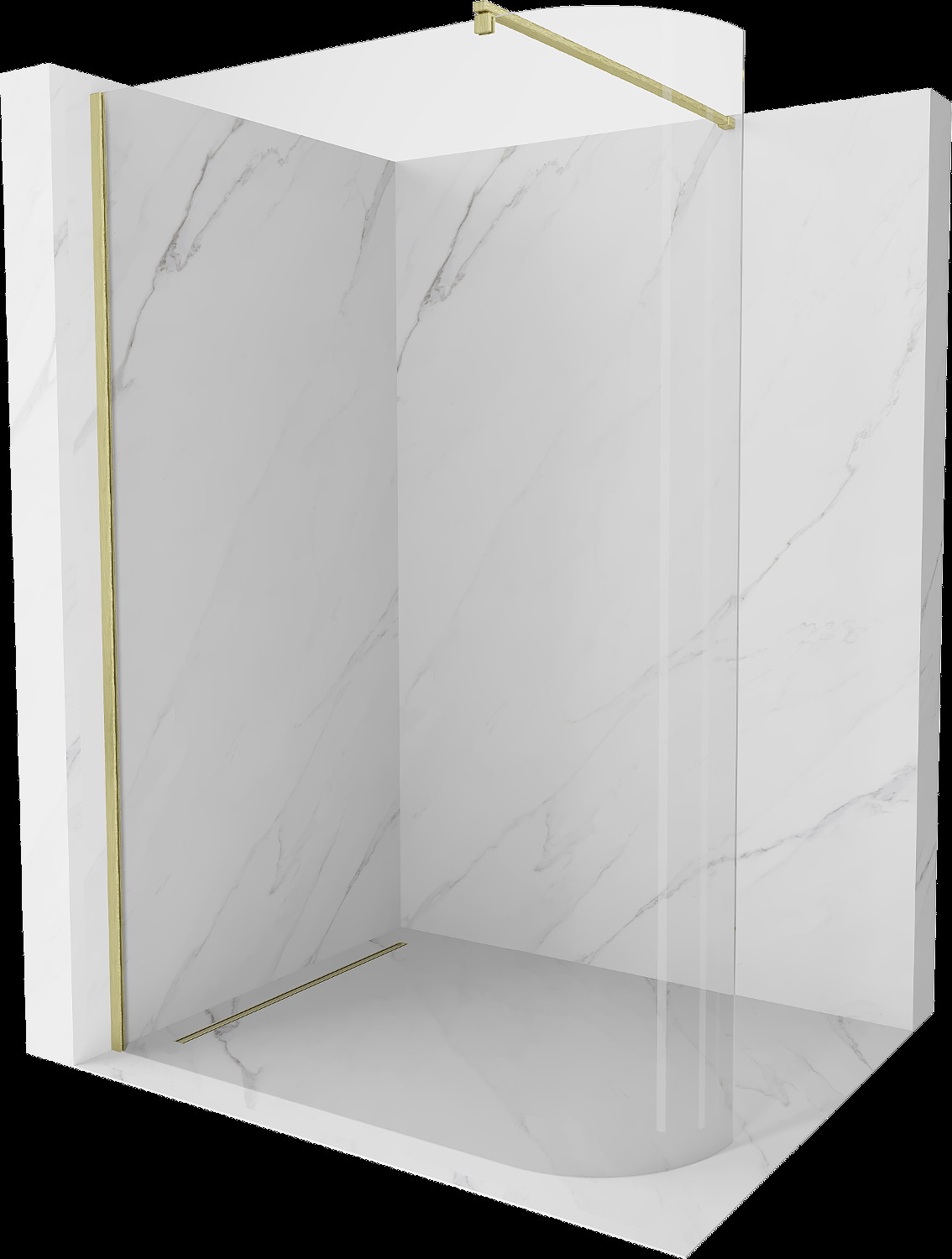 Mexen Kioto panou de duş curbat Walk-in 140 x 200 cm, transparent 8 mm, aur periat - 800-140-101-55-06