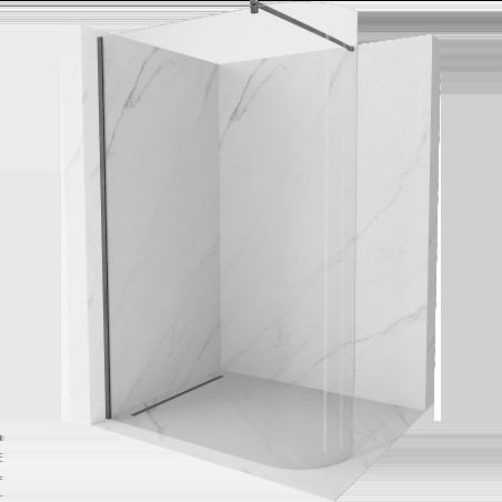 Mexen Kioto paravan de duş curbat Walk-in 80 x 200 cm, sticlă transparentă de 8 mm, gri armata periat - 800-080-101-66-06