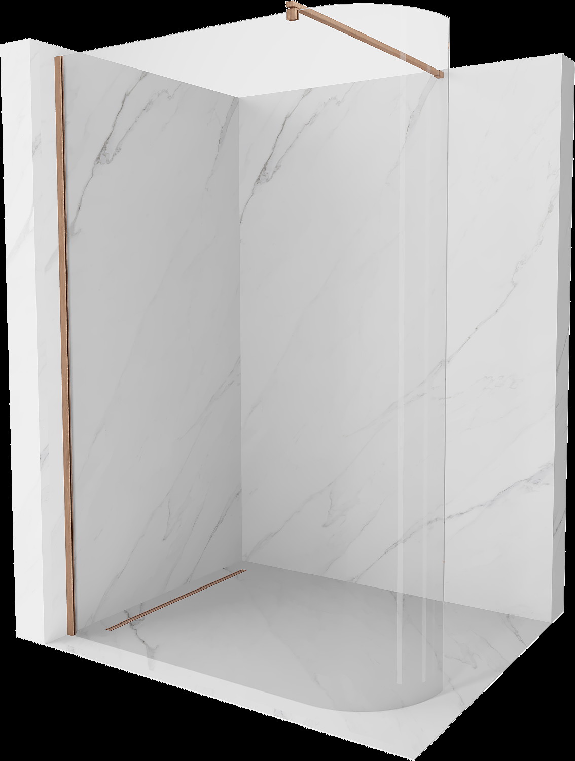 Mexen Kioto perete dus rotund Walk-in 80 x 200 cm, transparent 8 mm, cupru periat - 800-080-101-65-06