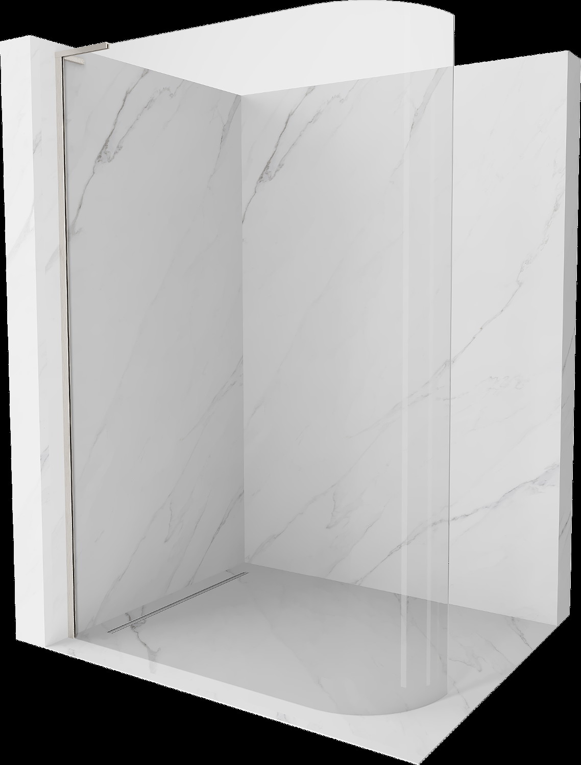 Mexen Kioto L perete glisant curbat Walk-in 90 x 200 cm, transparent, nichel periat - 800-090-103-97-06