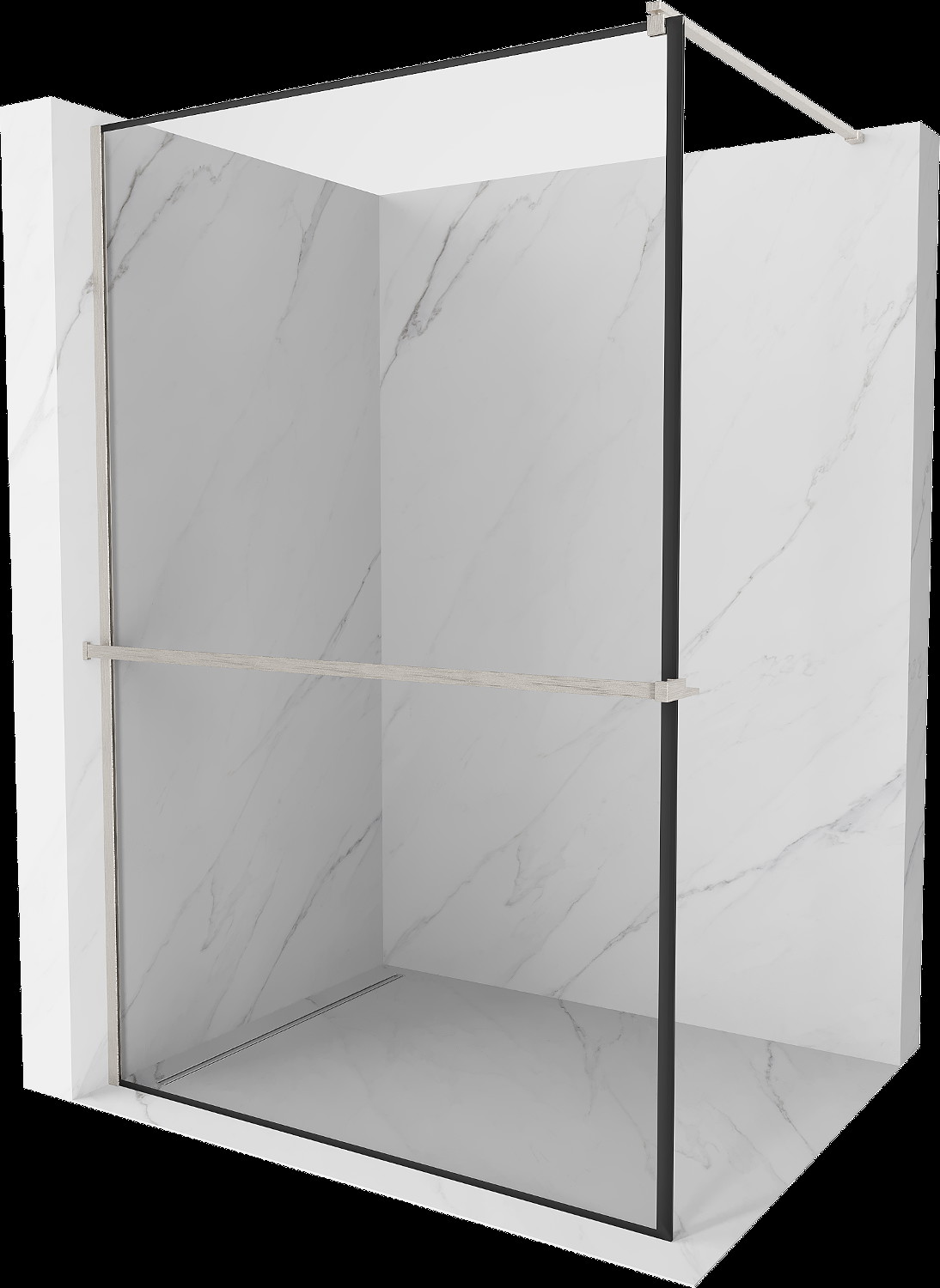 Mexen Kioto+ panou de shower cu suport Walk-in 100 x 200 cm, model negru, nichel periat - 800-100-121-97-70