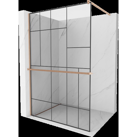 Mexen Kioto+ paravan de duș cu suport Walk-in 80 x 200 cm, model negru, bronz periat - 800-080-121-65-78