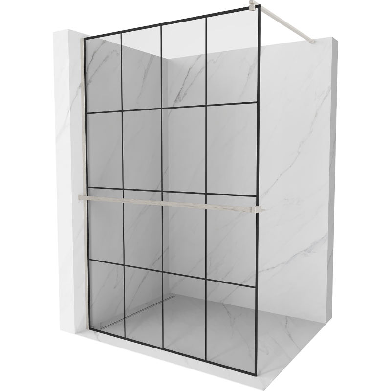 Mexen Kioto+ perete de duș cu shelf Walk-in 130 x 200 cm, model negru, nichel periat - 800-130-121-97-77