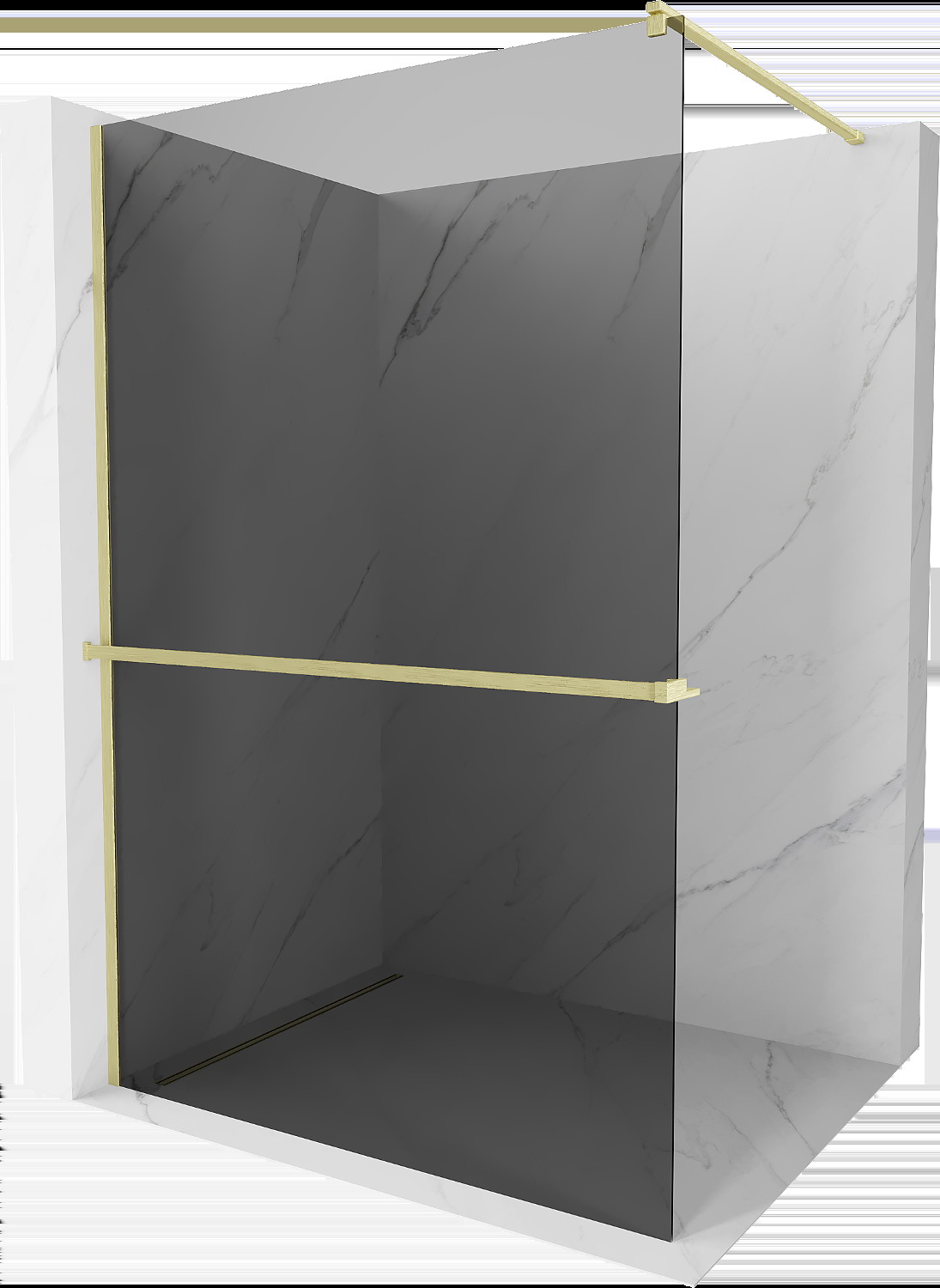 Mexen Kioto+ panou de duș cu shelf Walk-in 100 x 200 cm, grafit, aur lăcuit - 800-100-121-55-40