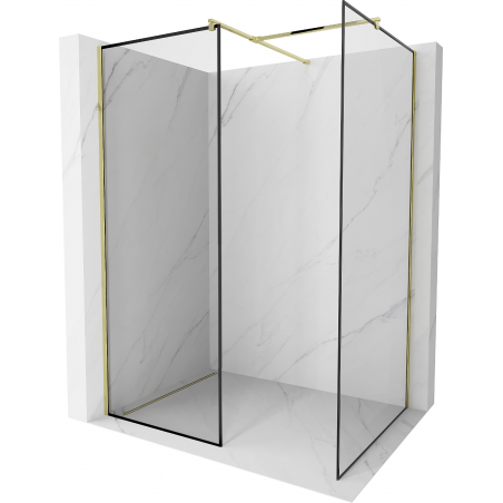 Mexen Kioto perete de duş Walk-in 160 x 120 cm, model negru, aurie - 800-160-202-50-70-120