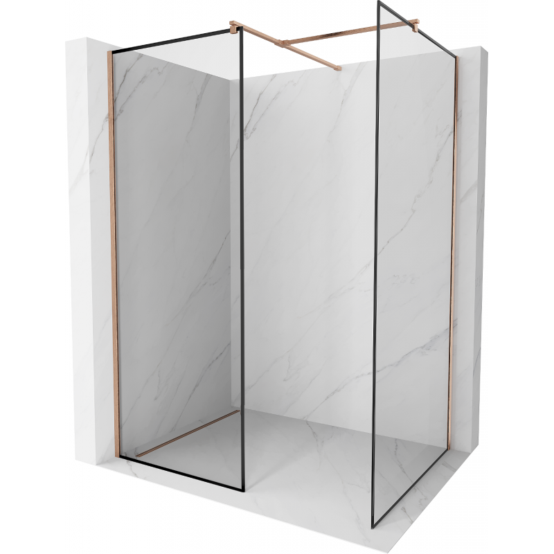 Mexen Kioto perete de duş Walk-in 150 x 110 cm, model negru, cupru periat - 800-150-202-65-70-110