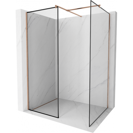 Mexen Kioto perete de duş Walk-in 150 x 110 cm, model negru, cupru periat - 800-150-202-65-70-110