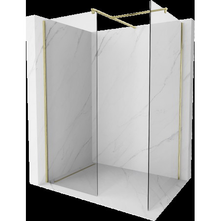 Pereți de duș Mexen Kioto Walk-in 135 x 110 cm, transparent, finisaj aurit periat - 800-135-202-55-00-110