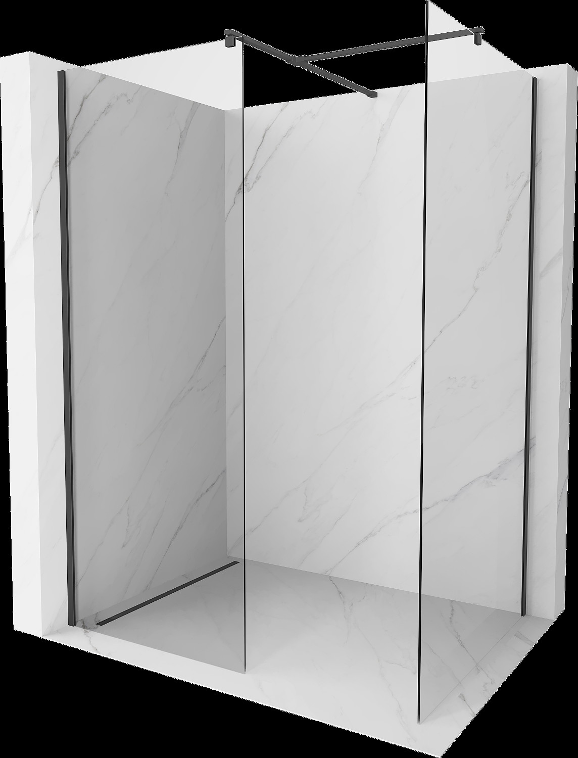 Mexen Kioto perete dus Walk-in 140 x 105 cm, transparent, negru - 800-140-202-70-00-105