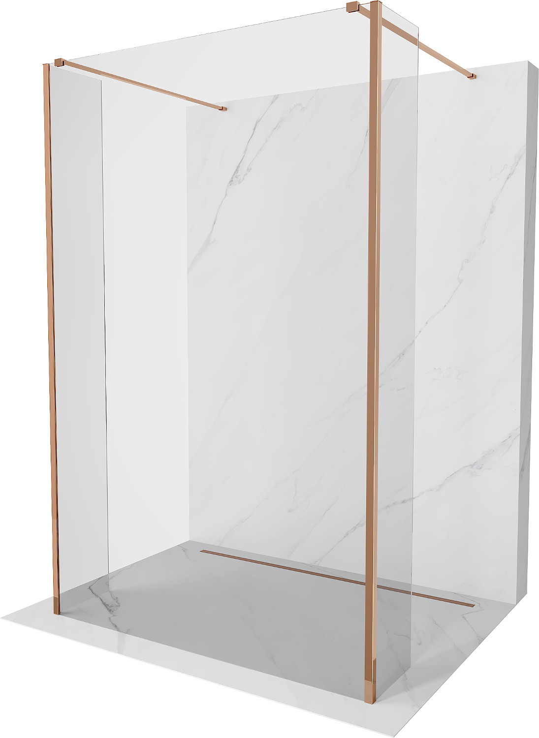 Mexen Kioto paravan de duș freestanding 100 x 30 x 30 cm, transparent, aur roz - 800-100-030-222-60-00-030