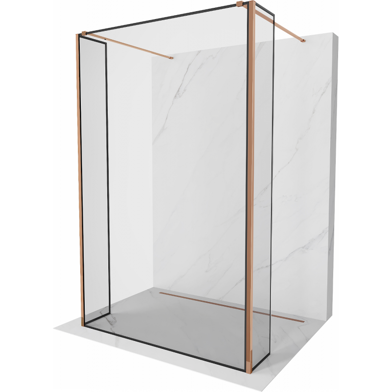 Mexen Kioto panou de duş freestanding 140 x 30 x 30 cm, model negru, aur roz - 800-140-030-222-60-70-030