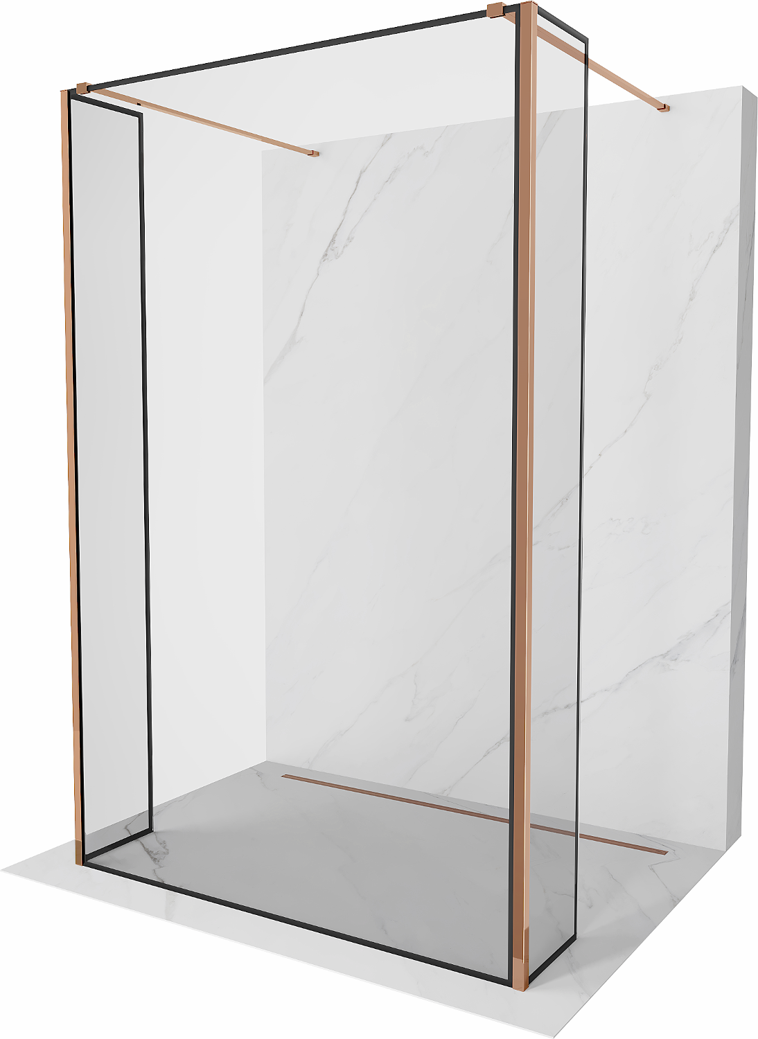 Mexen Kioto panou de duş freestanding 140 x 30 x 30 cm, model negru, aur roz - 800-140-030-222-60-70-030