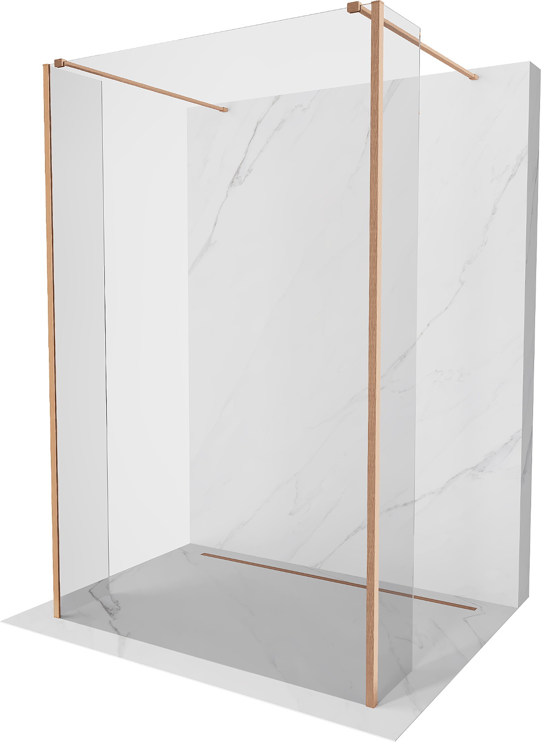 Mexen Kioto perete dus liber 135 x 30 x 30 cm, transparent, cupru periat - 800-135-030-222-65-00-030