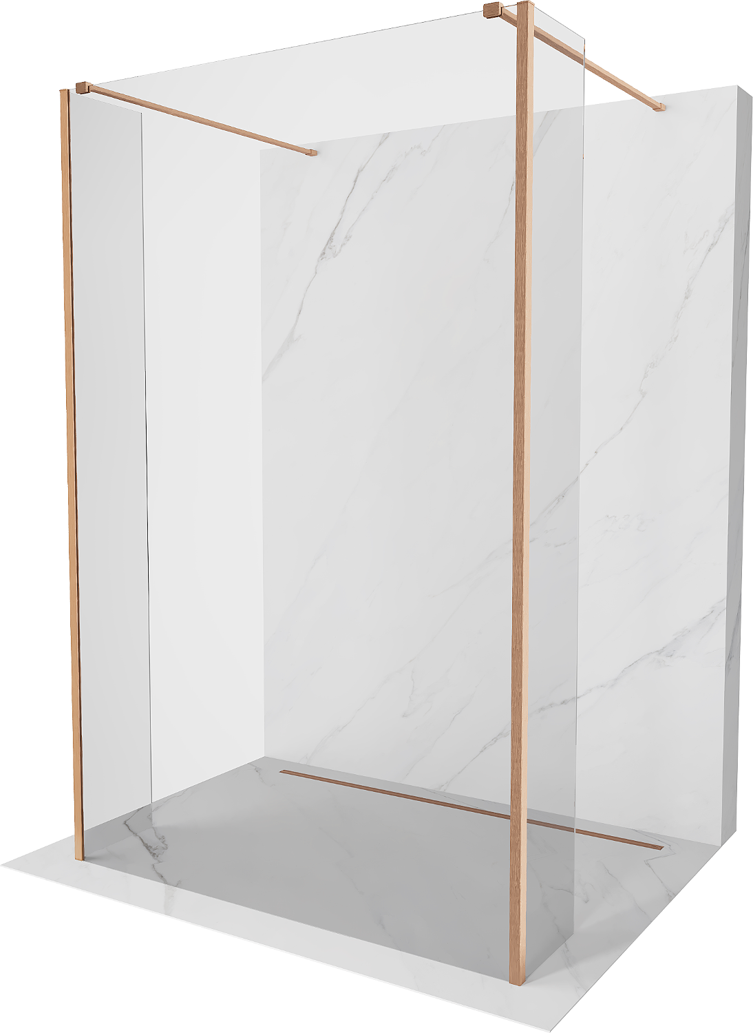 Mexen Kioto paravan de duş independent 150 x 30 x 30 cm, transparent, cupru periat - 800-150-030-222-65-00-030