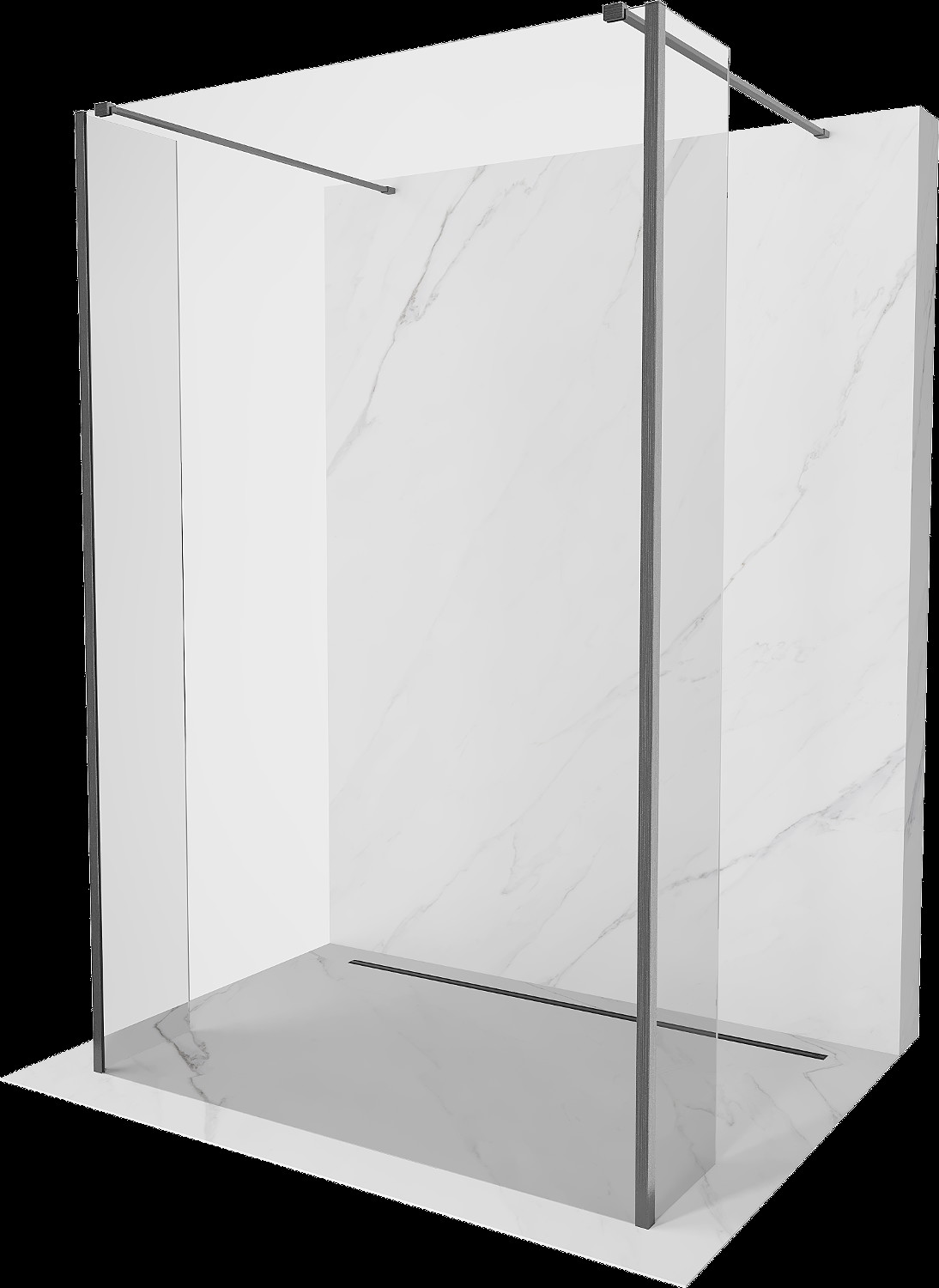 Mexen Kioto perete glisantă liberă 100 x 30 x 30 cm, transparent, gri armă- periat - 800-100-030-222-66-00-030