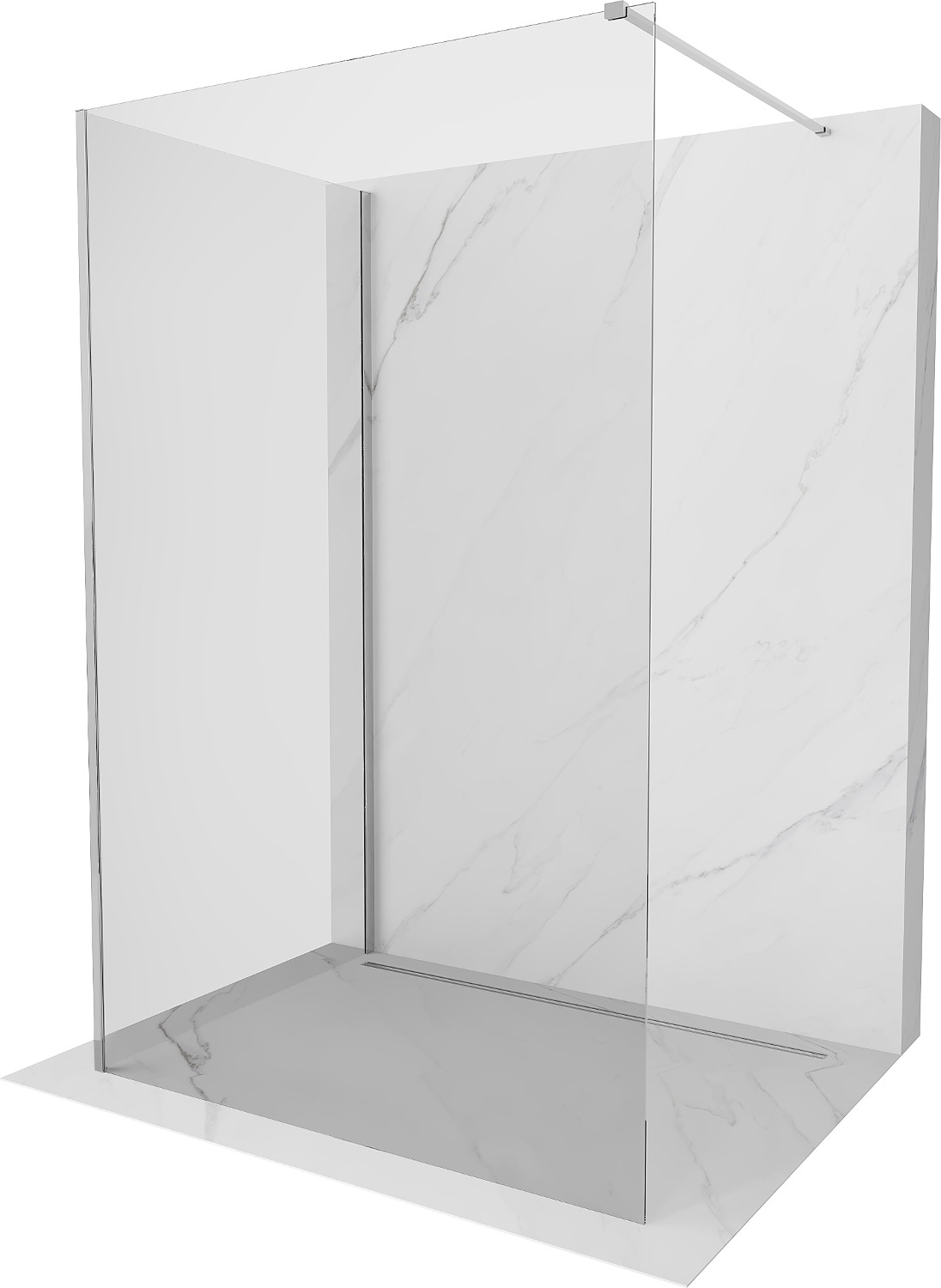 Mexen Kioto perete duș Walk-in 130 x 70 cm, transparent, crom - 800-130-212-01-00-070