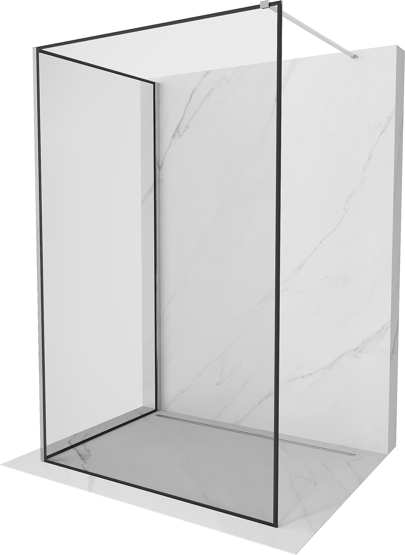 Mexen Kioto perete de duş Walk-in 100 x 70 cm, model negru, crom - 800-100-212-01-70-070