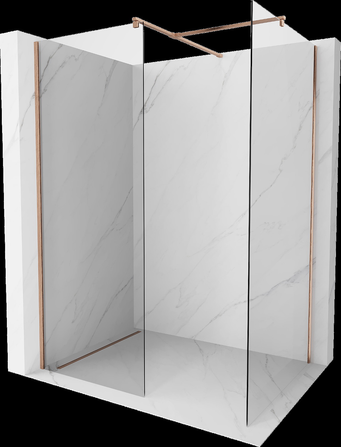 Mexen Kioto perete dus Walk-in 100 x 100 cm, transparent, cupru periat - 800-100-202-65-00-100