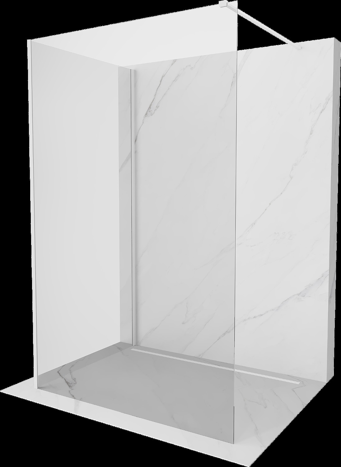 Mexen Kioto perete de dus Walk-in 100 x 95 cm, transparent, alb - 800-100-212-20-00-095