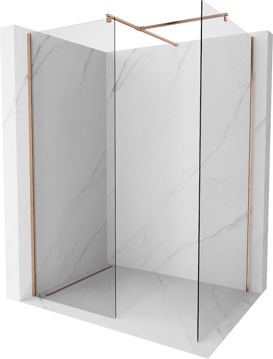 Mexen Kioto perete dus Walk-in 160 x 75 cm, transparent, cupru periat - 800-160-202-65-00-075