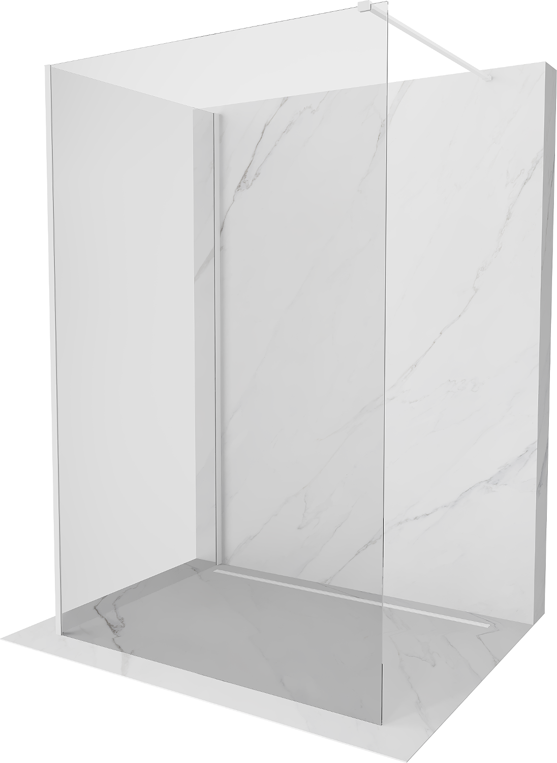 Mexen Kioto perete de dus Walk-in 120 x 120 cm, transparent, alb - 800-120-212-20-00-120