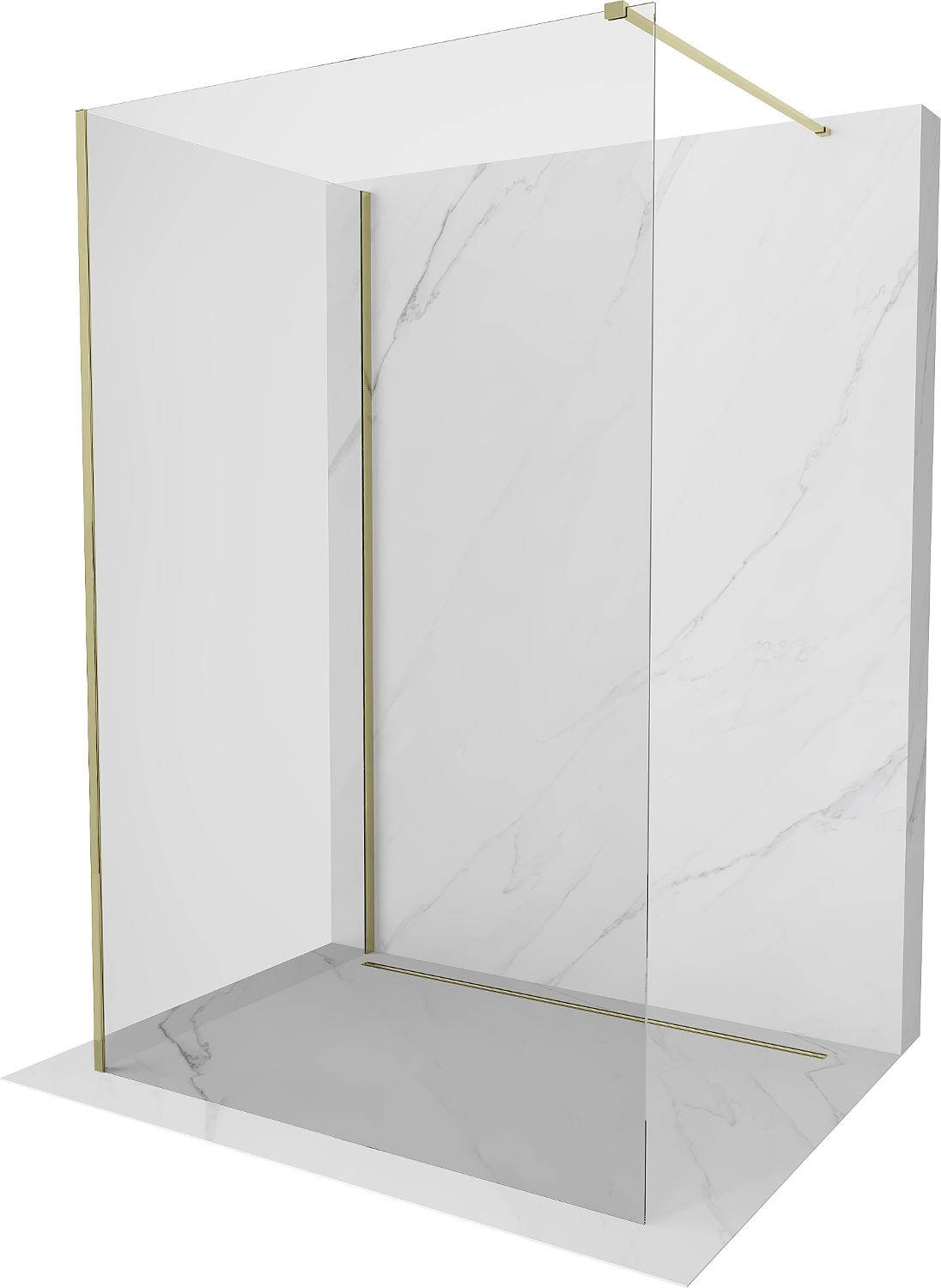 Mexen Kioto perete de duş Walk-in 110 x 85 cm, transparent, auriu - 800-110-212-50-00-085