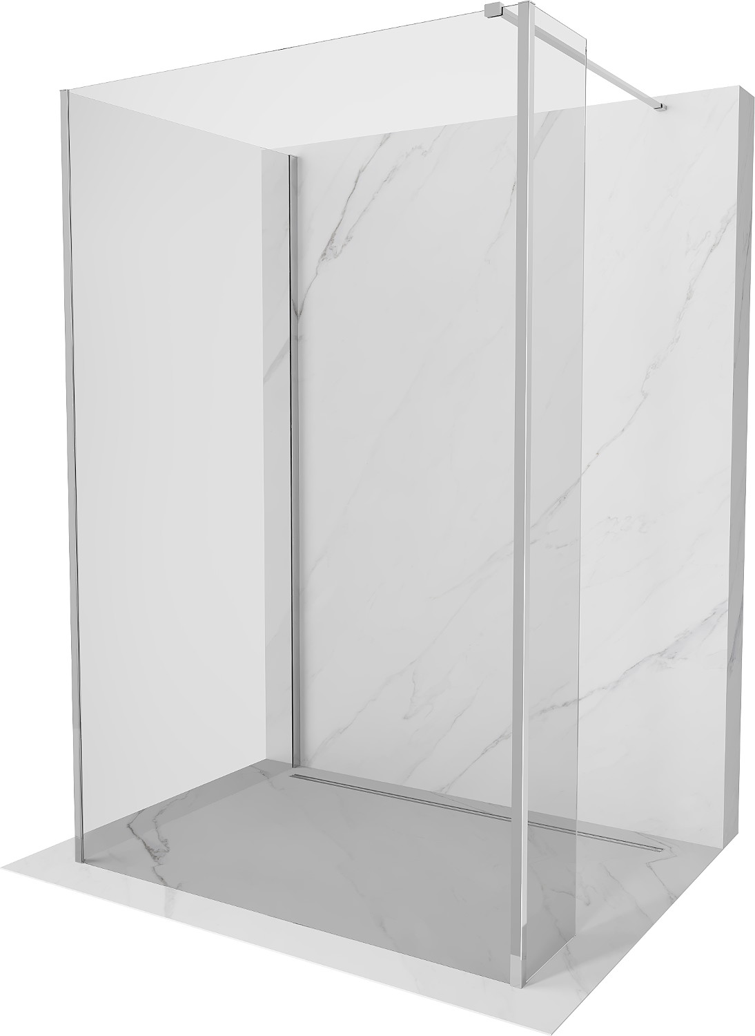 Mexen Kioto perete de duș Walk-in 110 x 75 x 30 cm, transparent, crom - 800-110-075-221-01-00-030