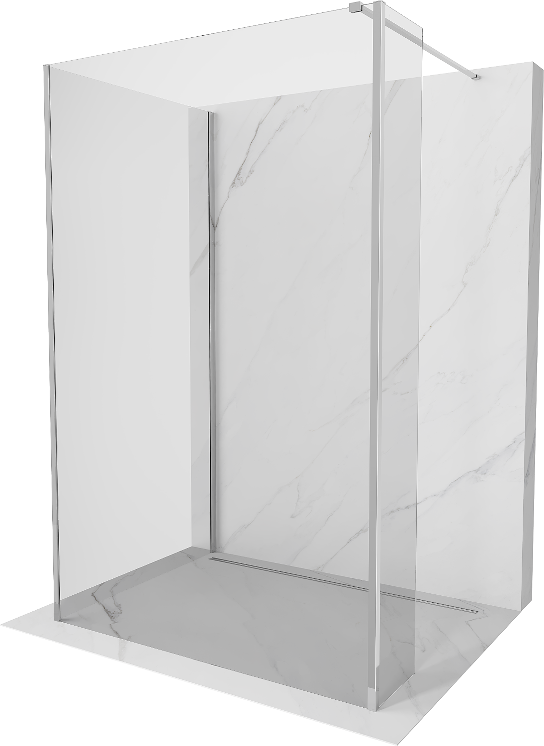 Mexen Kioto perete de duș Walk-in 140 x 75 x 30 cm, transparent, crom - 800-140-075-221-01-00-030