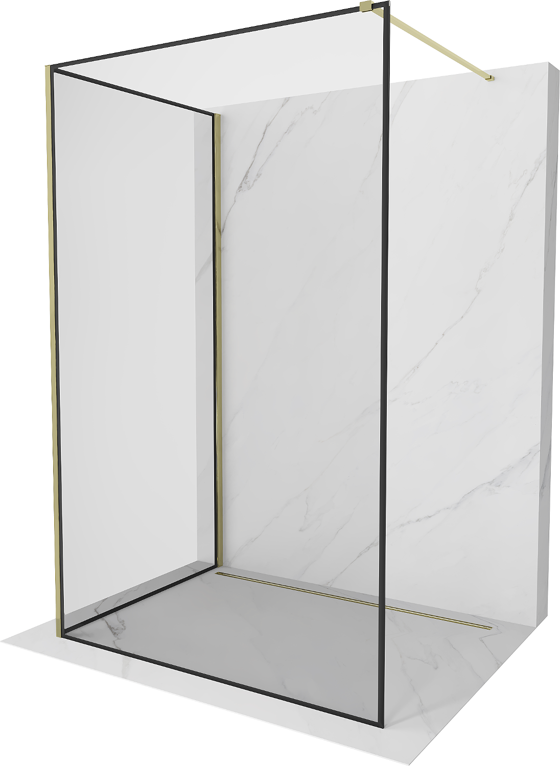 Mexen Kioto perete de duş Walk-in 90 x 90 cm, model negru, aurie - 800-090-212-50-70-090