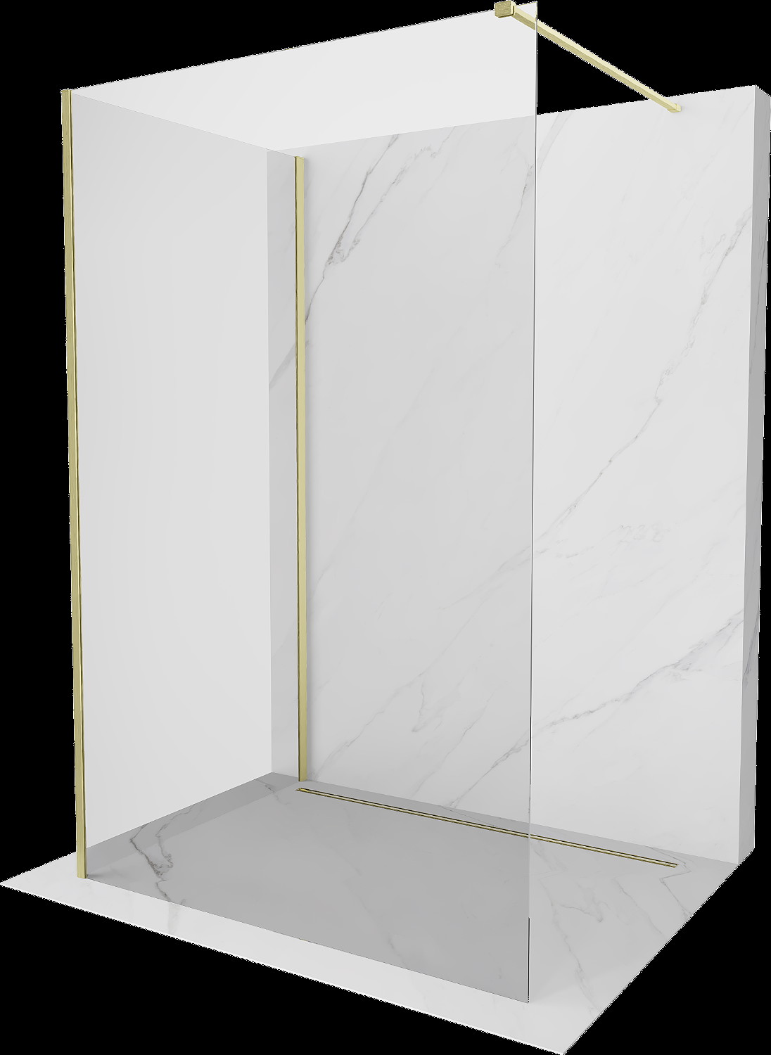 Mexen Kioto perete de duș Walk-in 120 x 75 cm, transparent, aur satin - 800-120-212-55-00-075