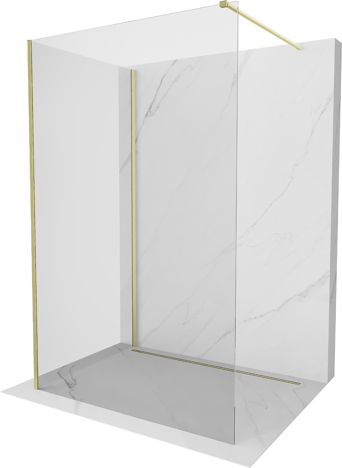 Mexen Kioto perete de duș Walk-in 140 x 120 cm, transparent, aur lustruit - 800-140-212-55-00-120